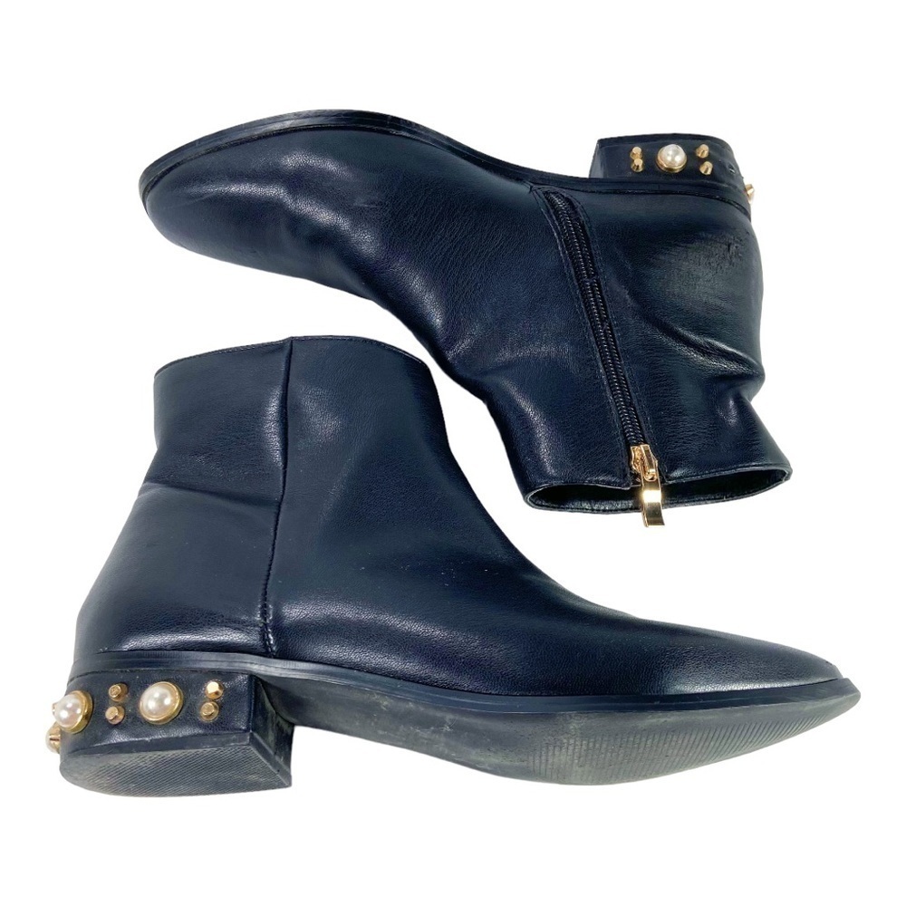 Wild Diva Lounge black studded faux pearl fashion bootie 7.5